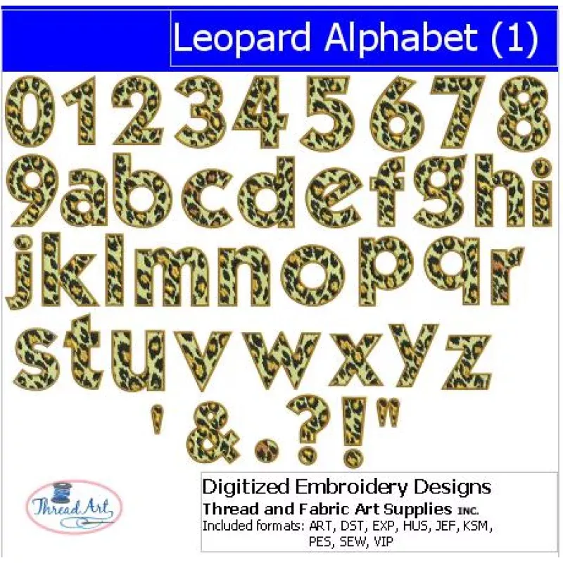 Machine Embroidery Designs – Leopard Alphabet(1)