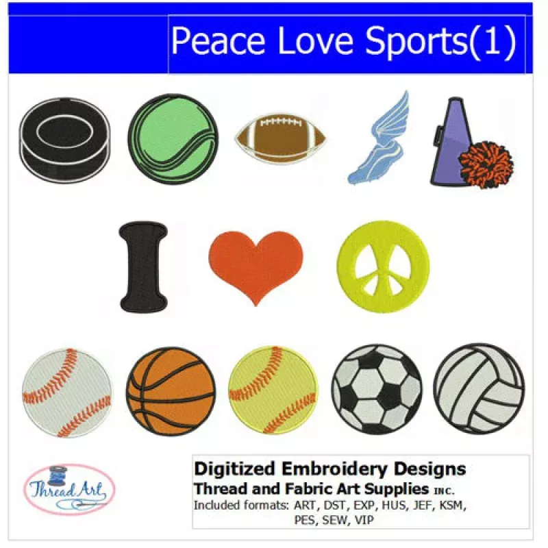 Machine Embroidery Designs – Peace Love Sports(1)