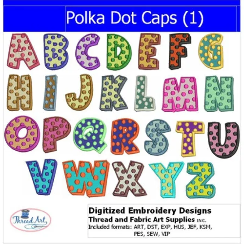 Machine Embroidery Designs – Polka Dot Cap Letters(1)