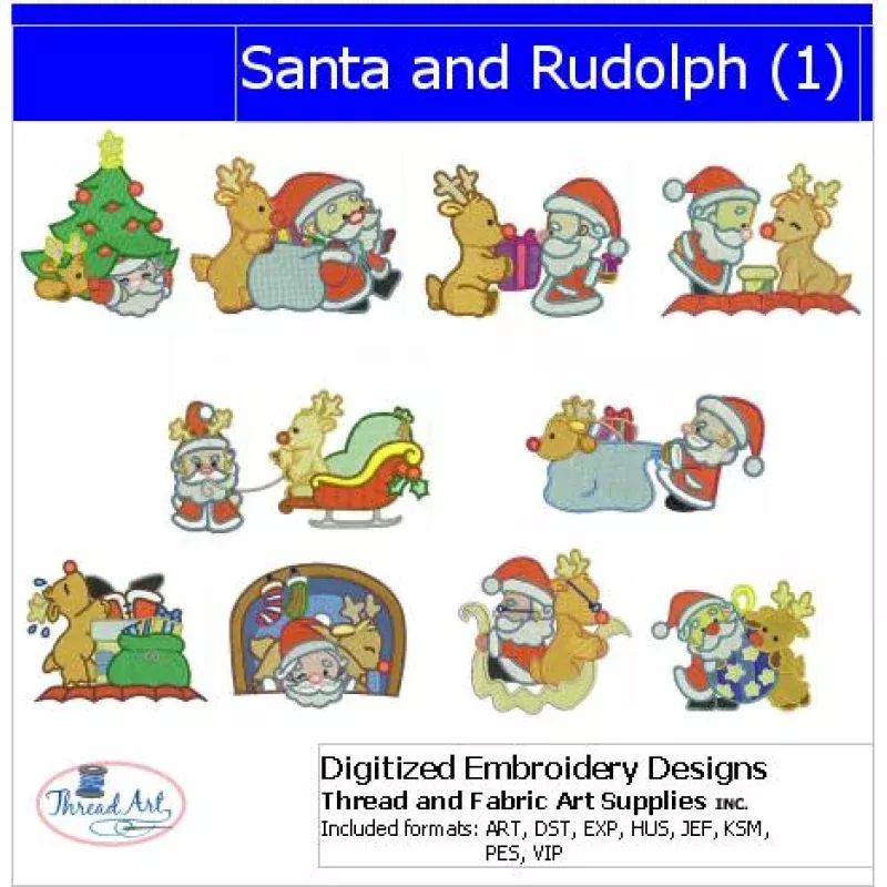 Machine Embroidery Designs – Santa and Rudolph(1)