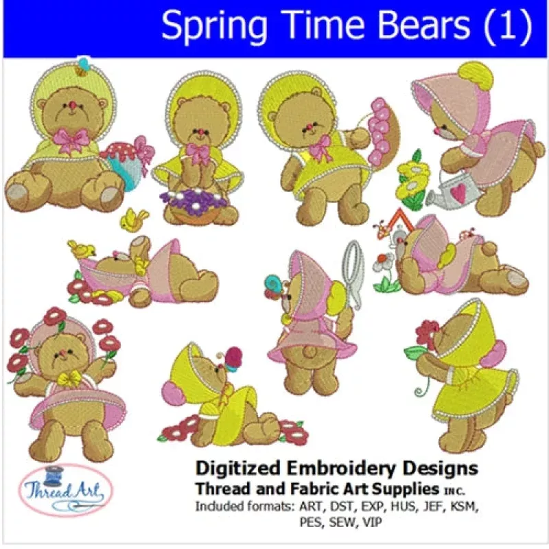 Machine Embroidery Designs – Spring Time Bears (1)