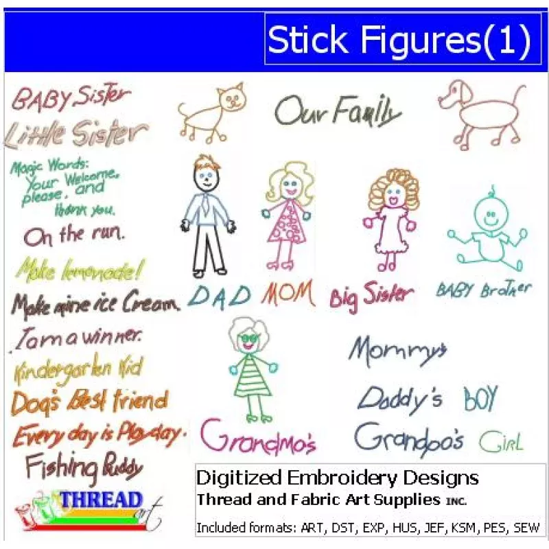 Machine Embroidery Designs – Stick Figures (1)