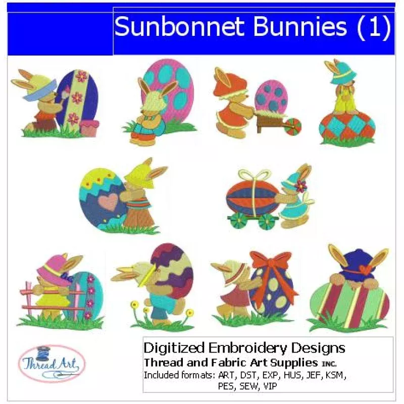 Machine Embroidery Designs – Sunbonnet Bunnies(1)
