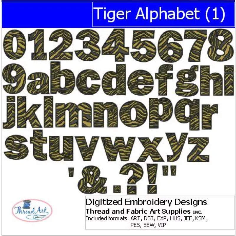 Machine Embroidery Designs – Tiger Alphabet(1)