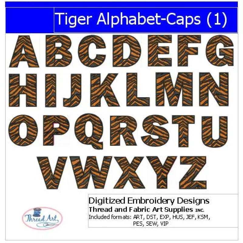 Machine Embroidery Designs – Tiger Alphabet Caps(1)
