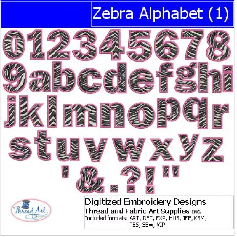 Machine Embroidery Designs – Zebra Alphabet(1)