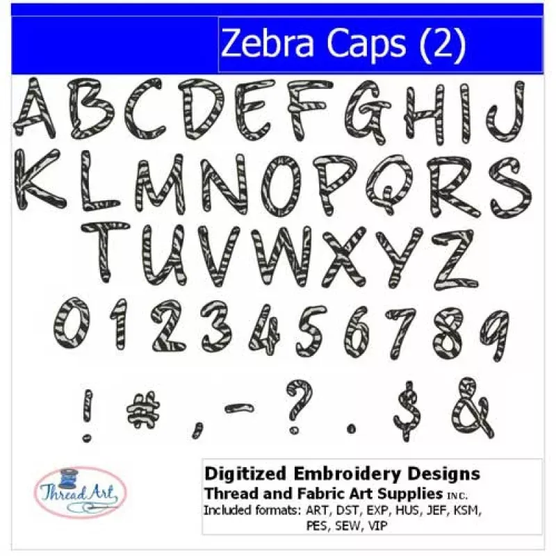Machine Embroidery Designs – Zebra Alphabet Caps(2)