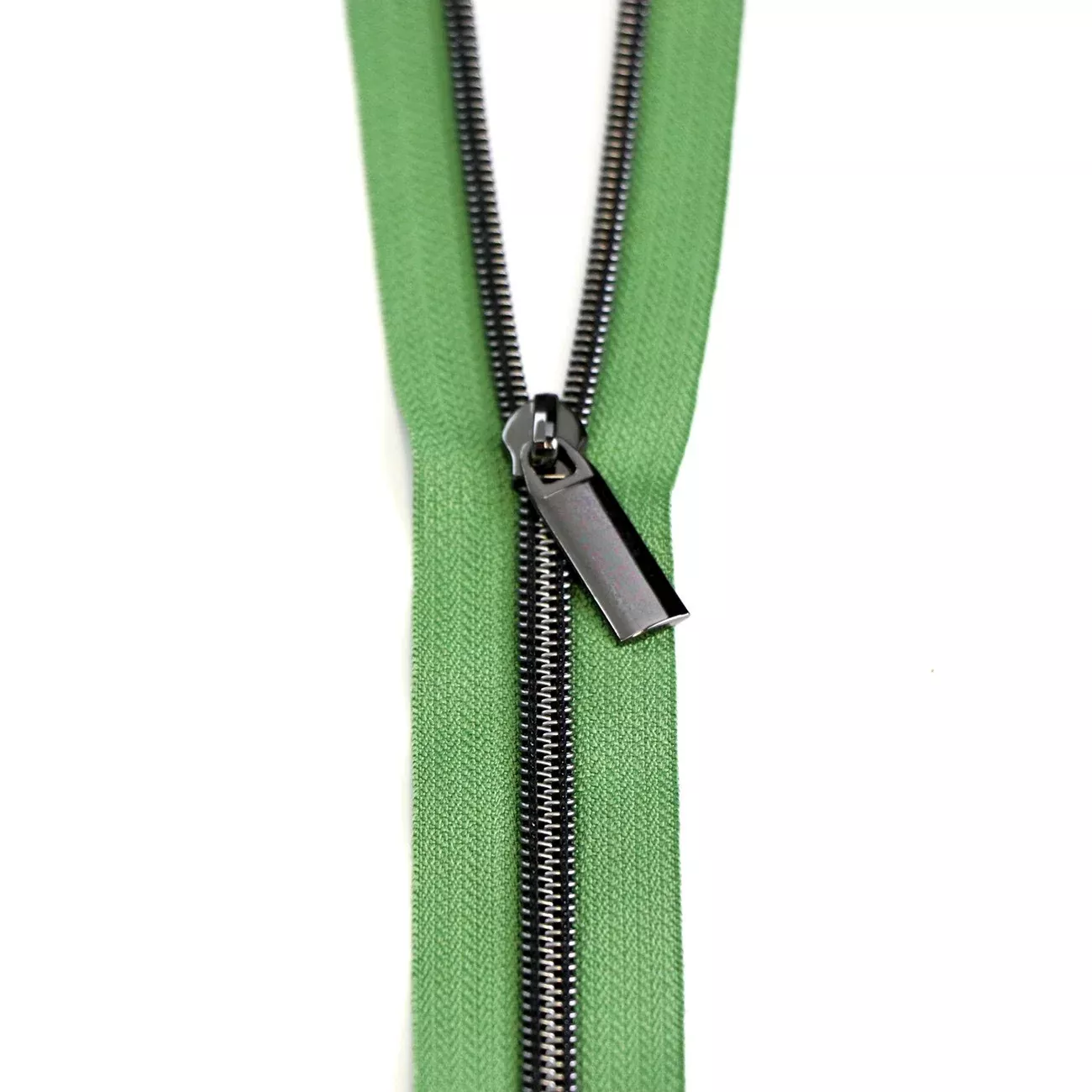 Magnolia #5 Nylon Gunmetal Coil Zippers: 3 Yards with 9 Pulls