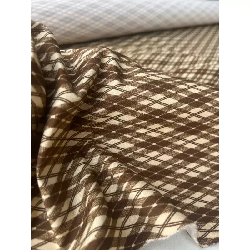MARA MANIA 009 cotton satin stretch brown/sand squares