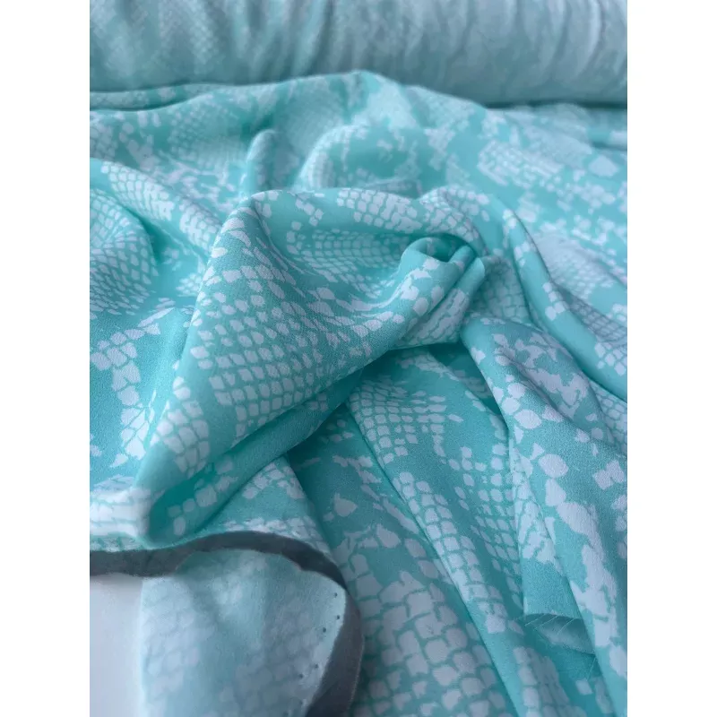 MARA MANIA 023 crpe de Chine aqua/white snake print