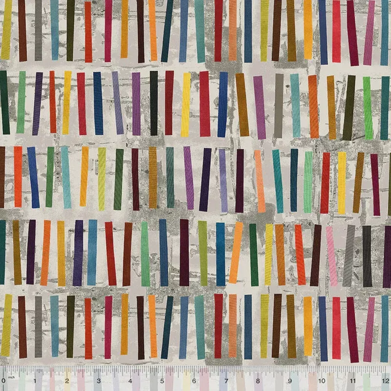 Marble Run Stick Stacks Sea Salt fabric by Marcia Derse