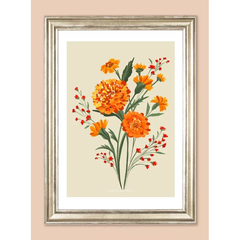 Marigolds Botanical Flower Print