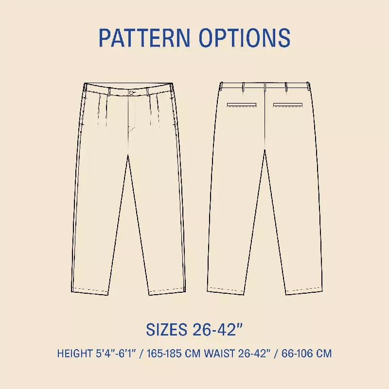 Men’s Pleated pants sewing pattern