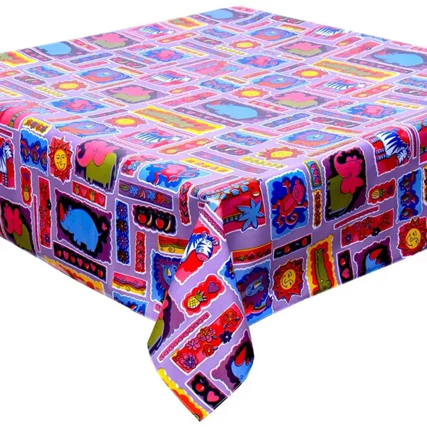 Menagerie Purple Oilcloth Tablecloths
