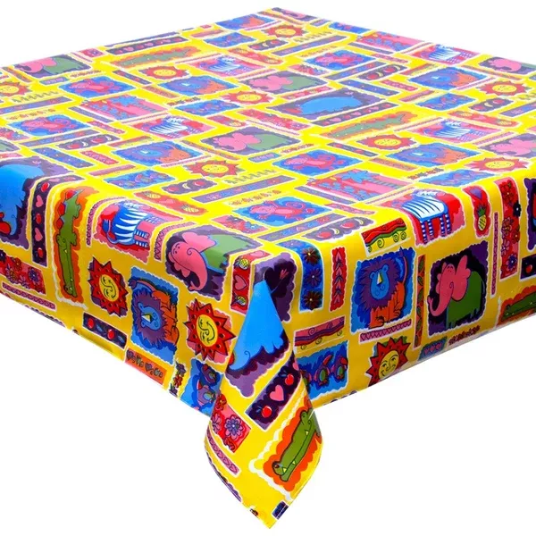 Menagerie Yellow Oilcloth Tablecloths