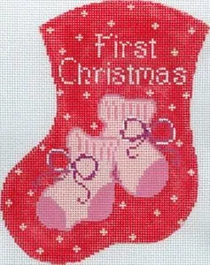 Meredith Collection First Christmas Pink Booties Mini Stocking