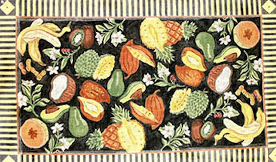 The Meredith Collection – Fruit & Flower Rug on Black