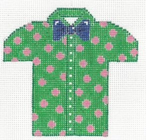 The Meredith Collection –Men’s Shirts Green w/ Pink Polka Dots