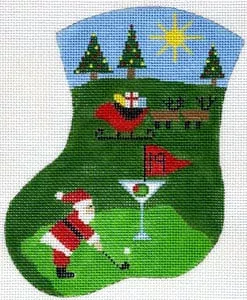 Meredith Collection Mr. Santa Golf Scene Mini Stocking