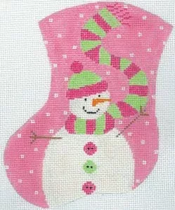Meredith Collection Pink Snow Girl Mini Stocking
