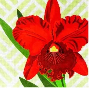 The Meredith Collection – Red Orchid on Green345.
