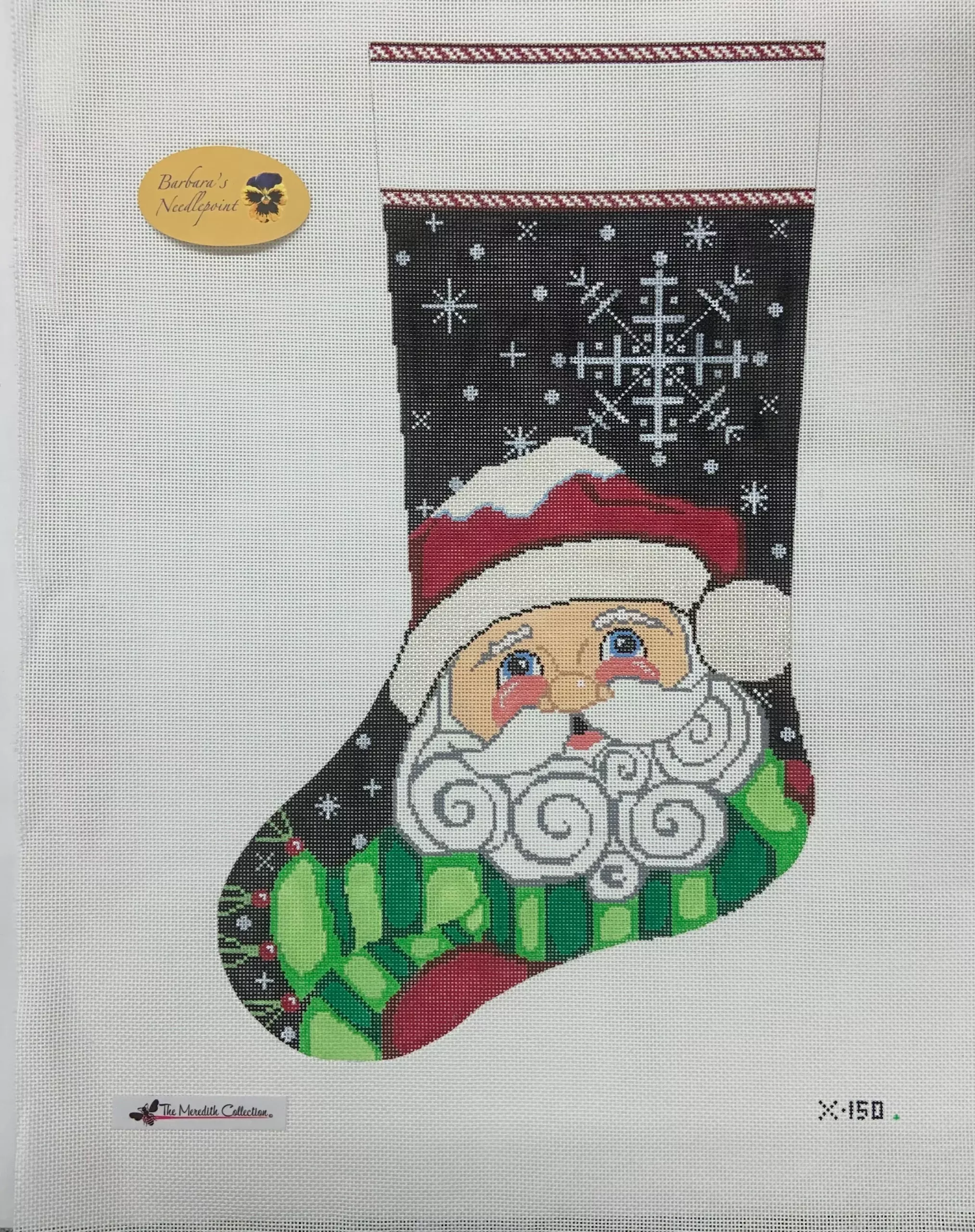Meredith Collection Snowflake Santa Stocking