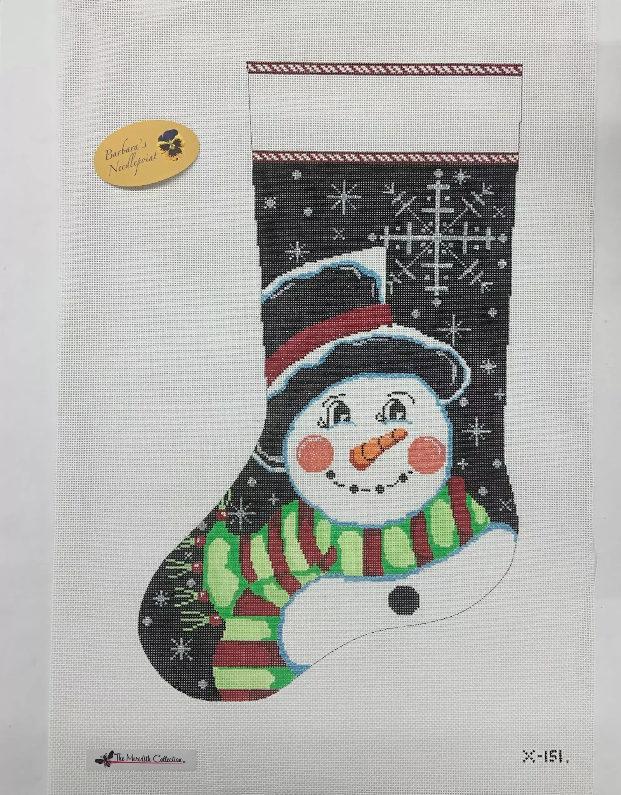 Meredith Collection Snowflake Snowman Stocking