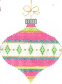 The Meredith Collection – Vintage Ornament – Pink/Blue/Green