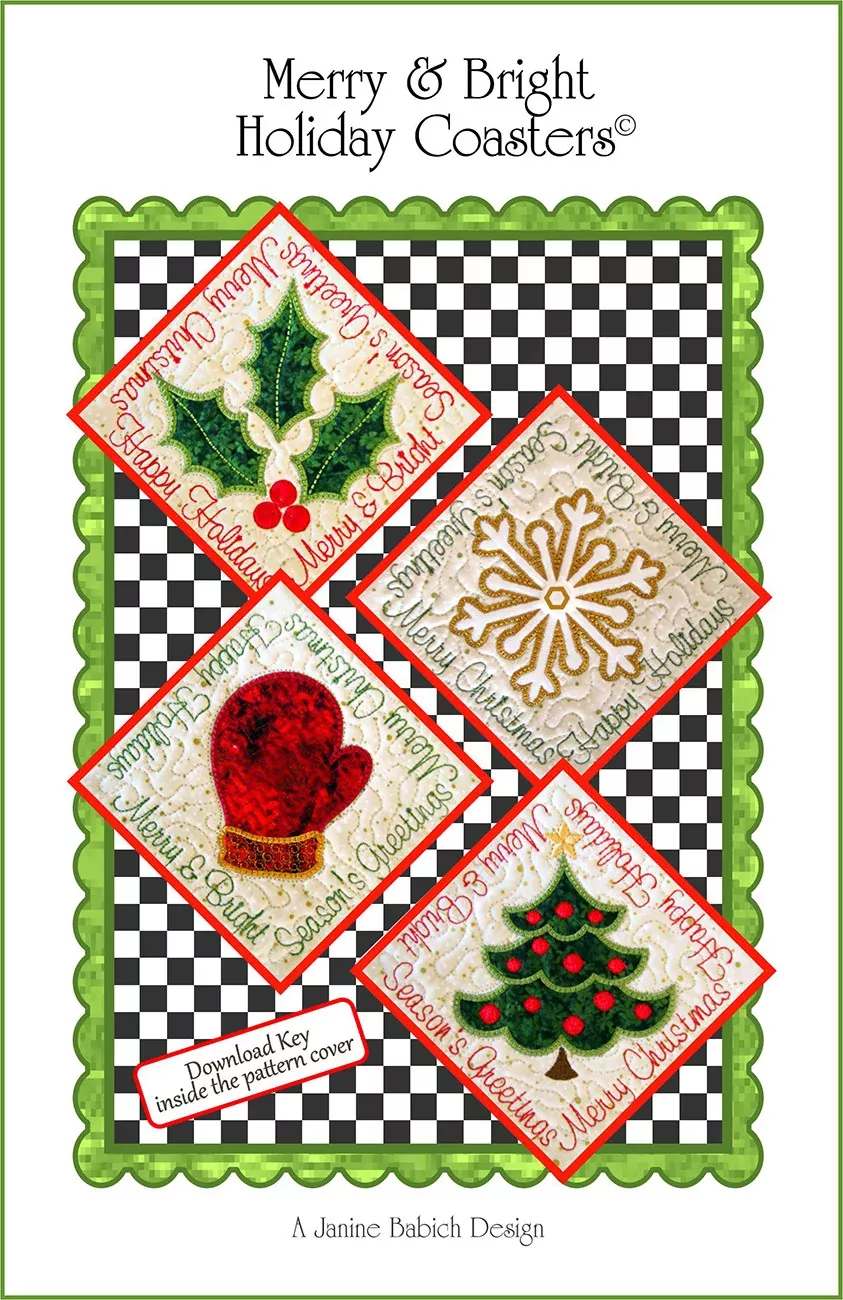 Merry & Bright Holiday Coasters Machine Embroidery