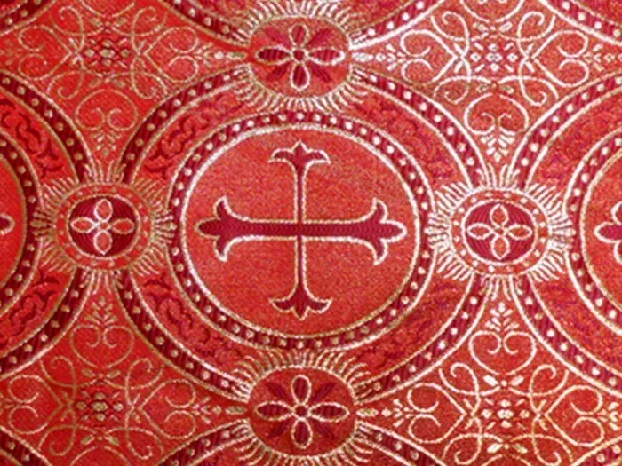 Metallic Church Brocade Red-Gold
