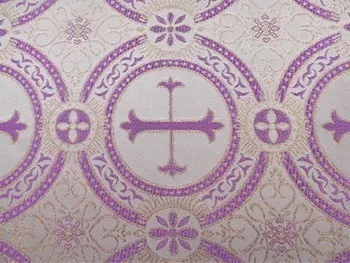 Metallic Church Brocade White-Purple-Gold