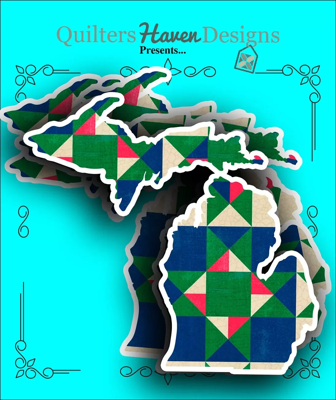 Michigan Quilt Sticker 6pk