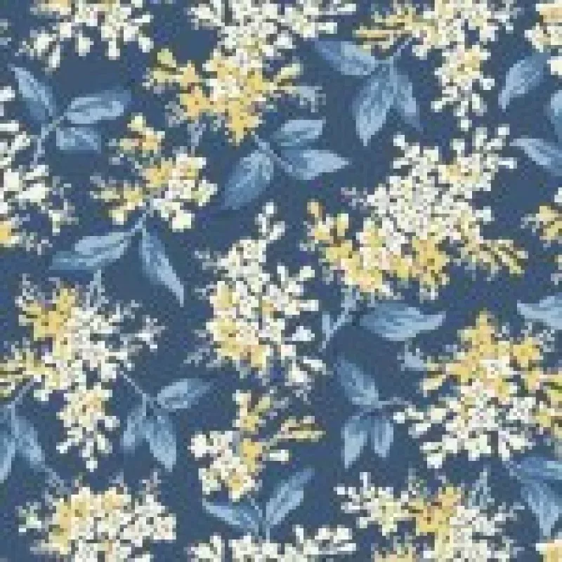 Middleboro RoadWide Back FabricFloral BranchesNavy