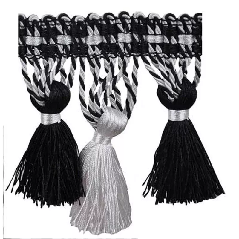 Milante Collection – 4″ Tassel Fringe (25 Yard Roll) – BF-1479-02/27 Black and White