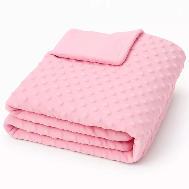 Minky Blanket – Light Pink Minky Dots – Baby Blanket Size 28″ x 38″