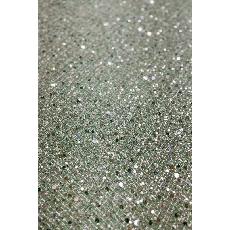 Mint Embroidered Tweed Fabric