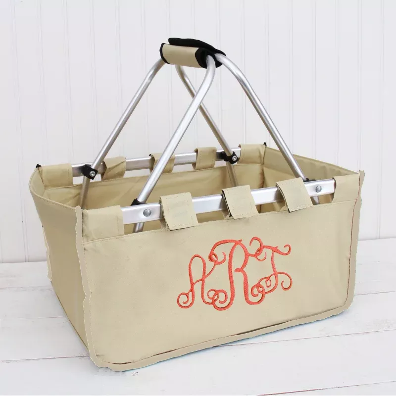 Monogrammed Market Basket Tote – Embroidered Monogram