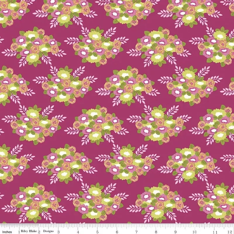 Morning Meadow – Bouquets – Orchid 44″ / 45″ Fabric Per Yard