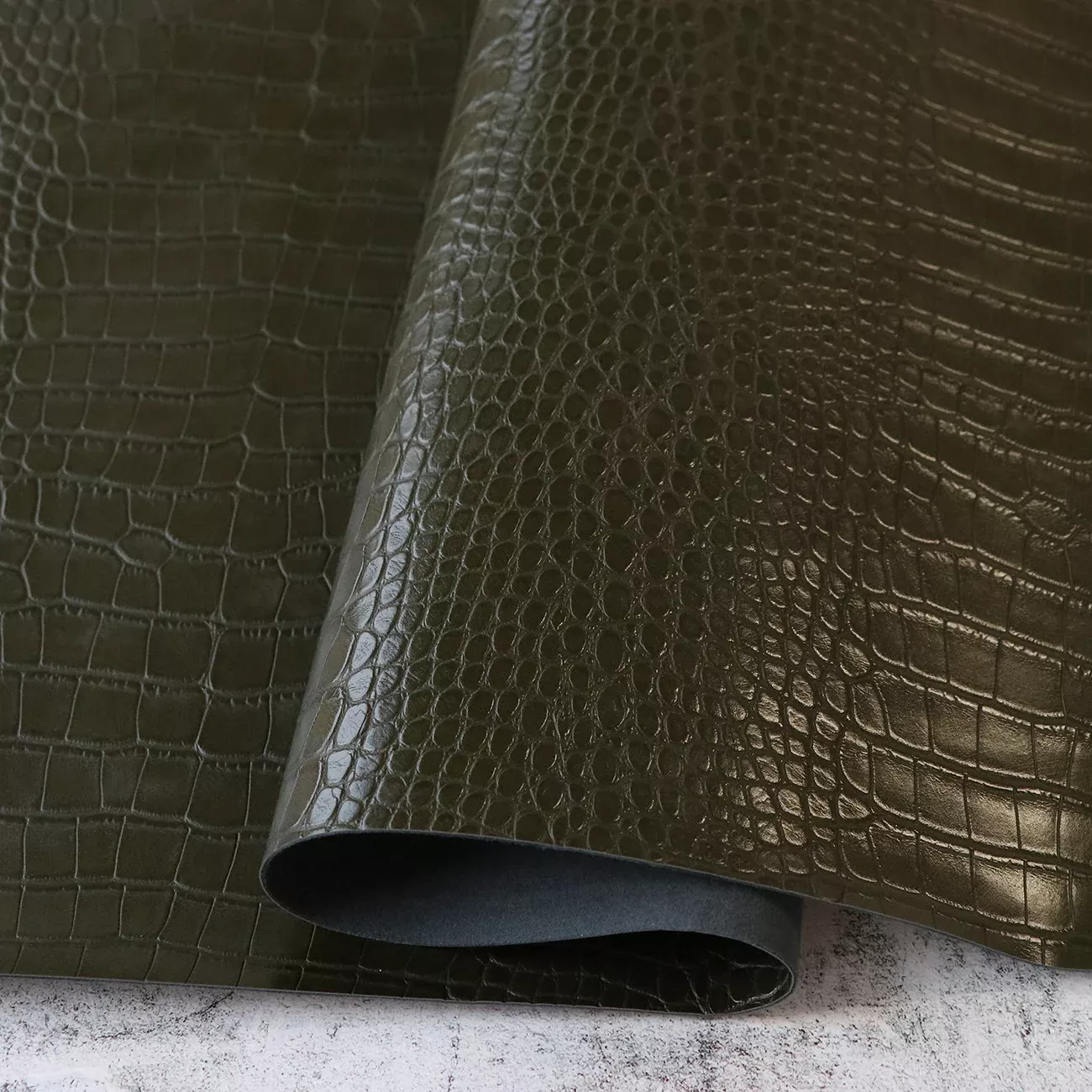 Moss Green Faux Alligator Leather 1 /2yds
