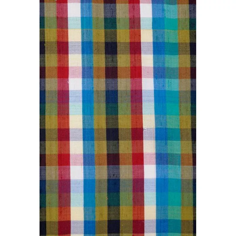 Multi-Color Check Plaid Silk Shantung 82 Fabric