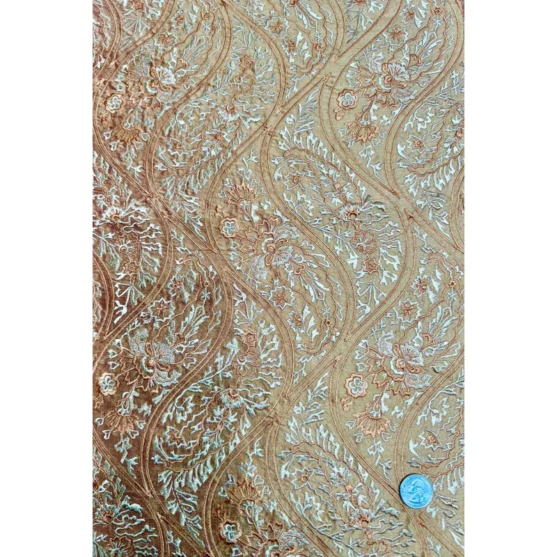 Multicolor Embroidered Dupioni Silk MED-451/02