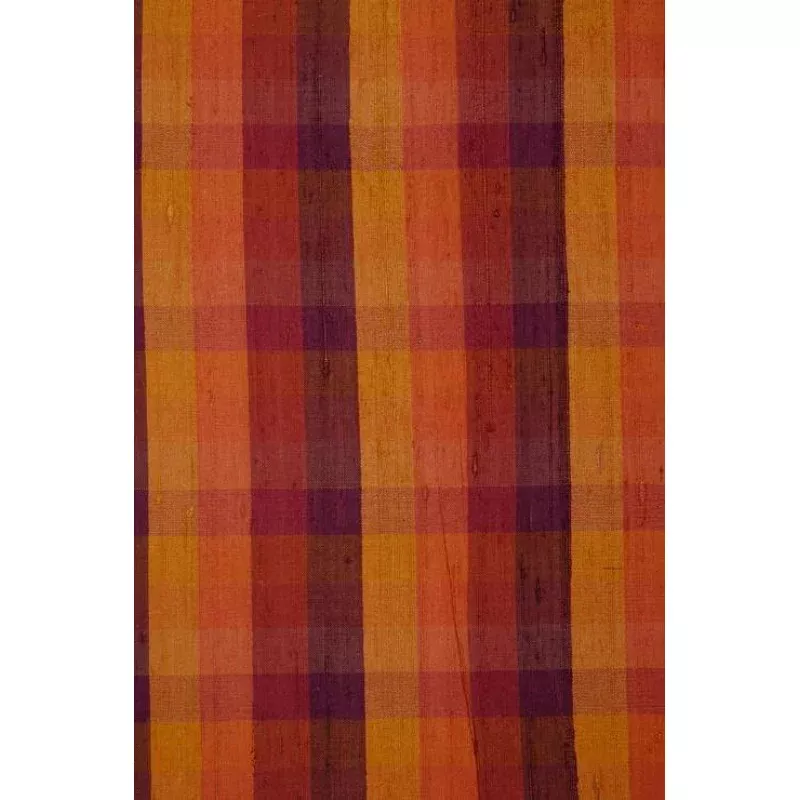 Mustard Check 90 Plaid Silk Shantung