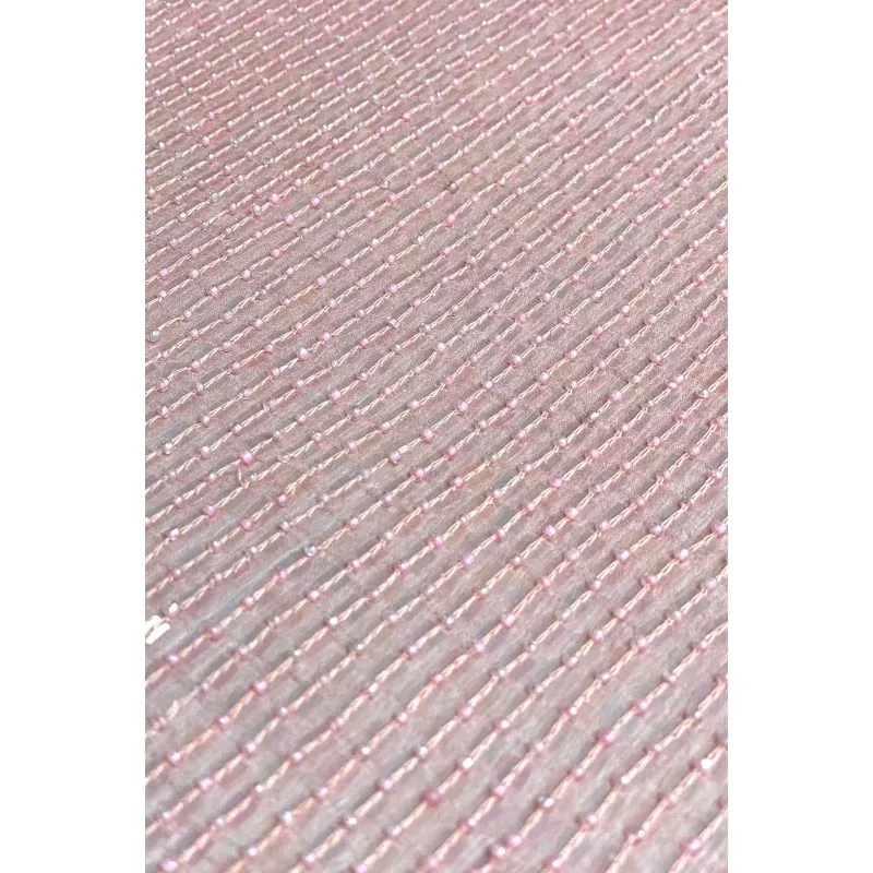 Muted Clay Sequin & Beads on Silk Chiffon JEC-184-16