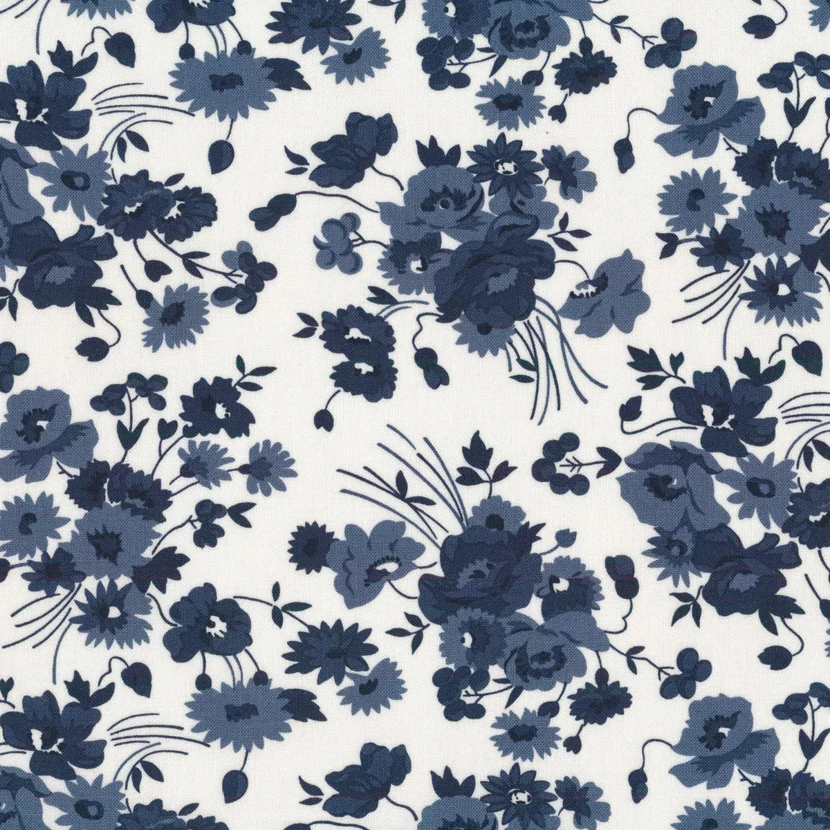Nantucket Summer Cream Navy Somerset Florals 44″/45″ Fabric Per Yard