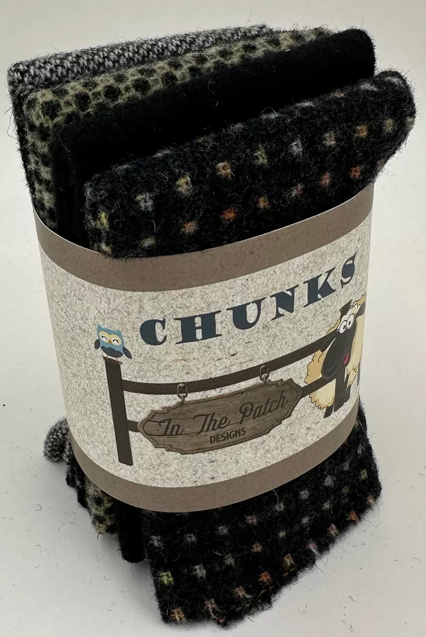 Natural Black Wool Chunks 5pc 9inx10in