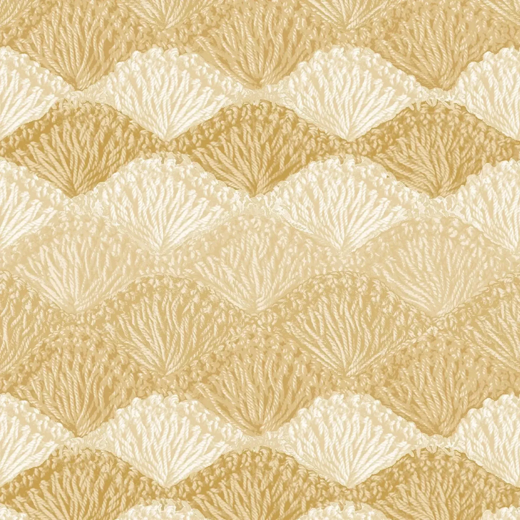 Natural Crochet Tan Shell Stitch Cotton Wideback Fabric Per Yard