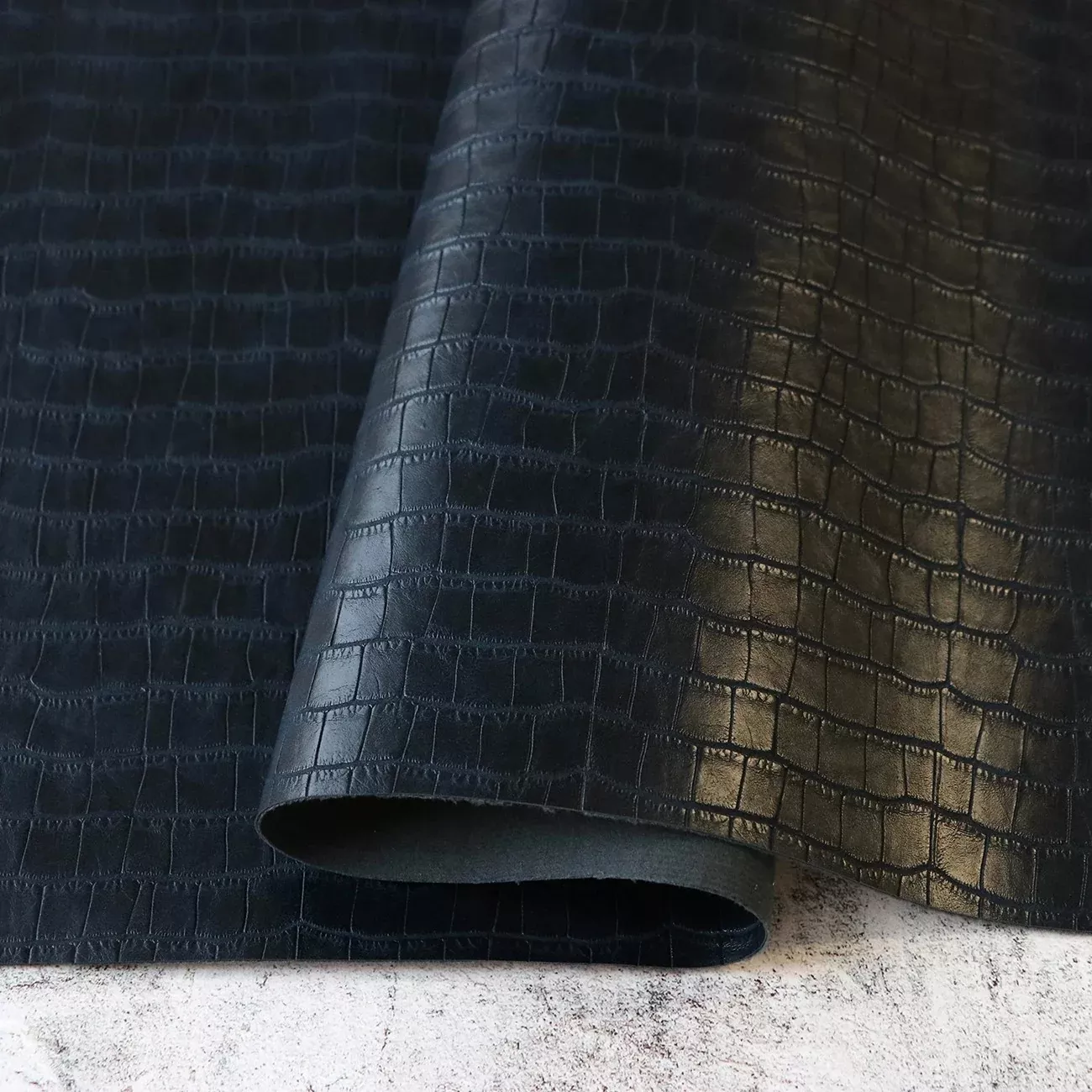 Navy Faux Crocodile Leather 1 /2yds