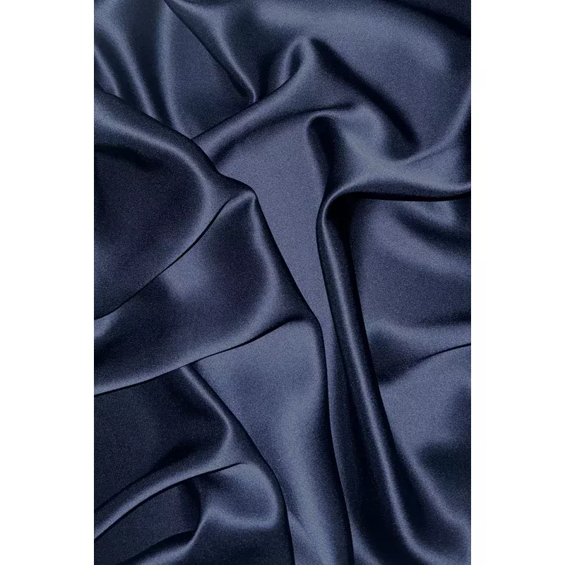 Navy Silk Charmeuse Wide