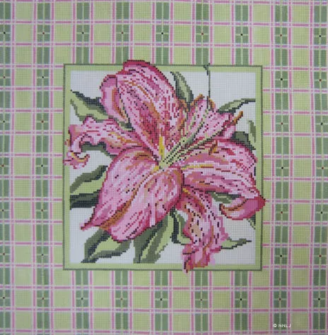 Needle Crossings – Lily with Pink & Green Border