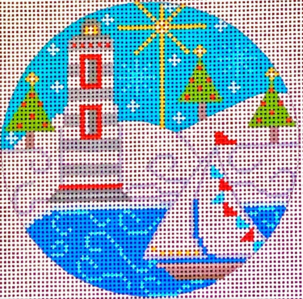 Needlepoint Handpainted Danji Christmas Lighthouse #24"